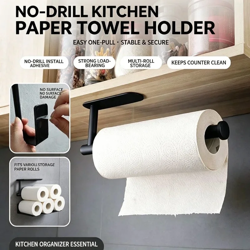 Kitchen Appliances Shelves - Paper Roll Holder Towel Rack Hanging