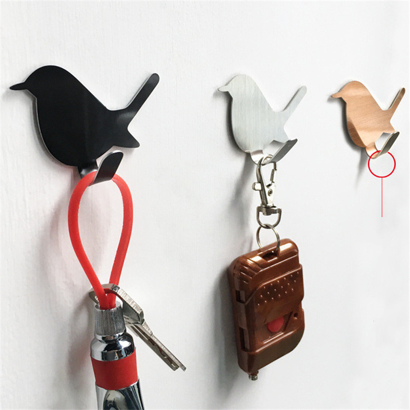 Kitchen Appliances Shelves - 2Pcs Self Adhesive Hooks Bird Pattern